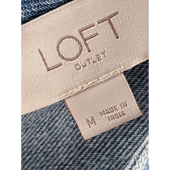 Vintage Y2K LOFT Floral Embroidered Denim Shift Dress sz Medium Midi Cottage - Picture 3 of 5